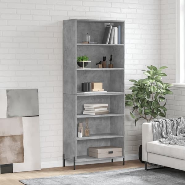 vidaXL reol 69,5x32,5x180 cm konstrueret træ betongrå