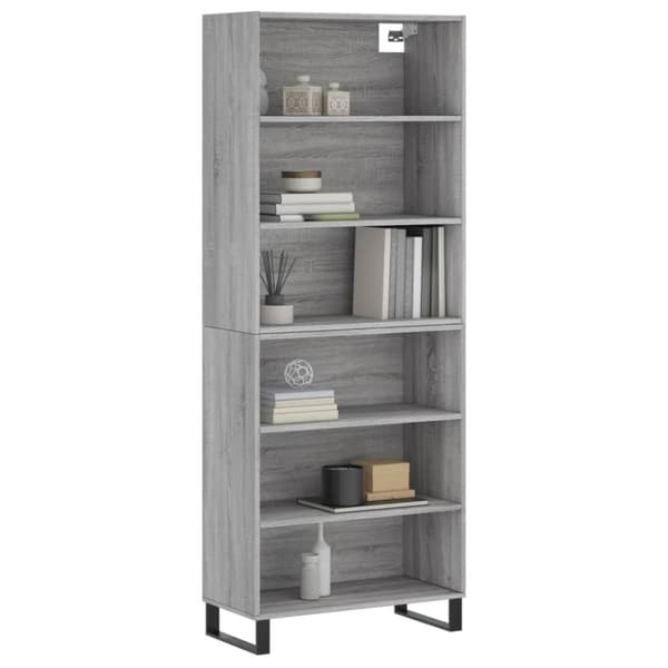 vidaXL Highboard grå sonoma 69,5x32,5x180 cm konstruert tre