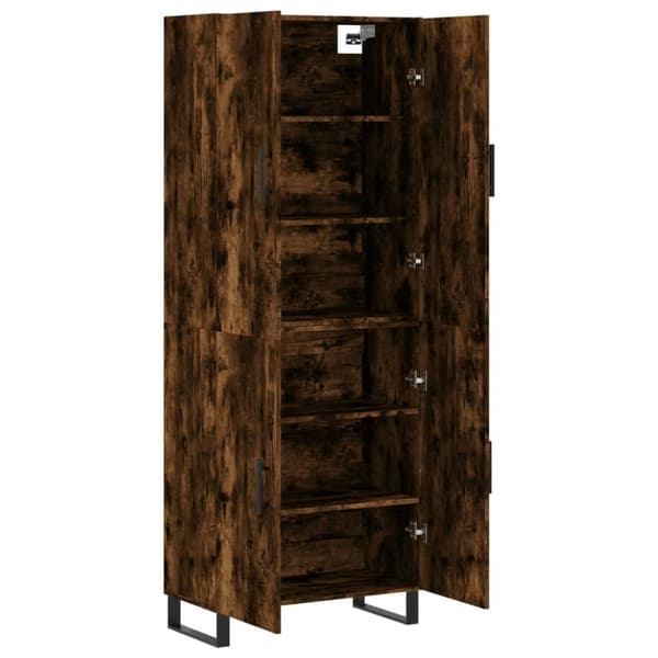 vidaXL højskab 69,5x34x180 cm konstrueret træ røget egetræsfarve