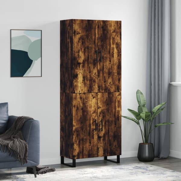 vidaXL højskab 69,5x34x180 cm konstrueret træ røget egetræsfarve