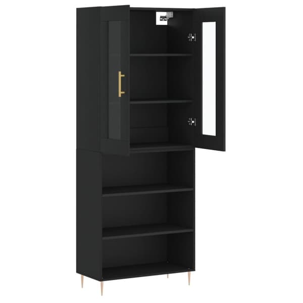 vidaXL højskab 69,5x34x180 cm konstrueret træ sort