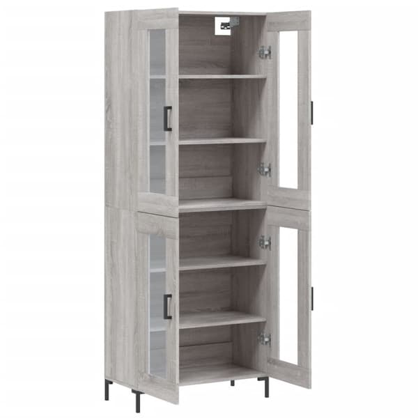 vidaXL højskab 69,5x34x180 cm konstrueret træ grå sonoma-eg