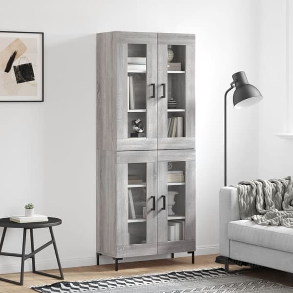 vidaXL Highboard grå sonoma 69,5x34x180 cm konstruert tre