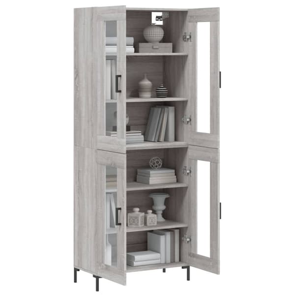 vidaXL Highboard grå sonoma 69,5x34x180 cm konstruert tre