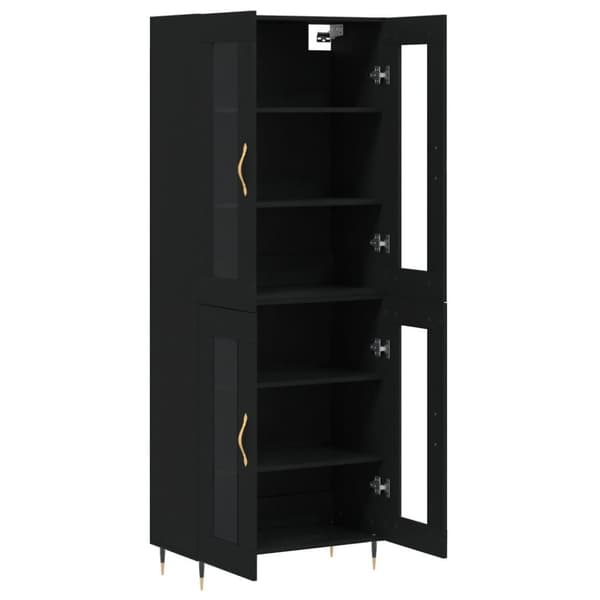 vidaXL Highboard svart 69,5x34x180 cm konstruert tre
