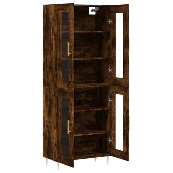 vidaXL Högskåp rökfärgad ek 69,5x34x180 cm konstruerat trä