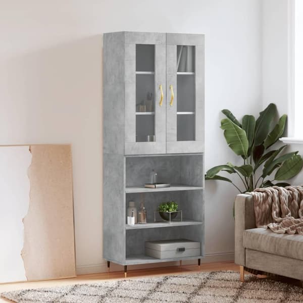 vidaXL højskab 69,5x34x180 cm konstrueret træ betongrå
