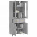 Miniatyrbilde 3 av 11: vidaXL Highboard betonggrå 69,5x34x180 cm konstruert tre