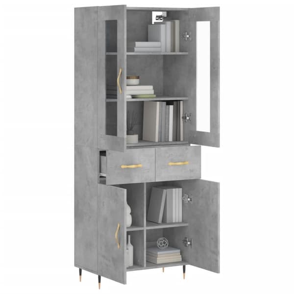 vidaXL Highboard betonggrå 69,5x34x180 cm konstruert tre