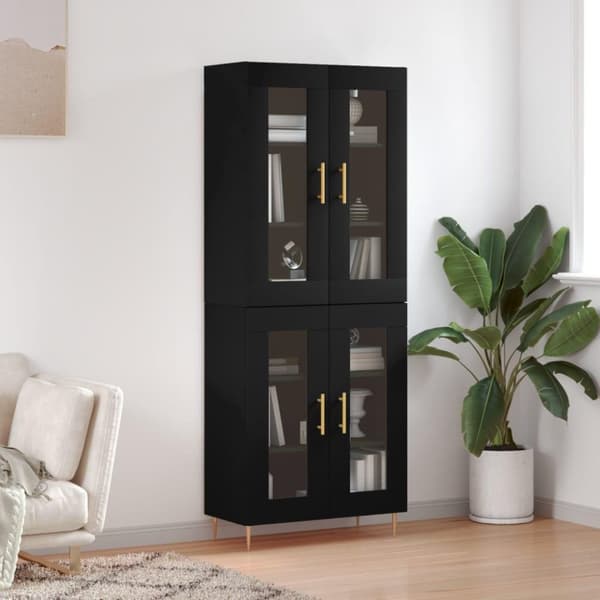 vidaXL højskab 69,5x34x180 cm konstrueret træ sort