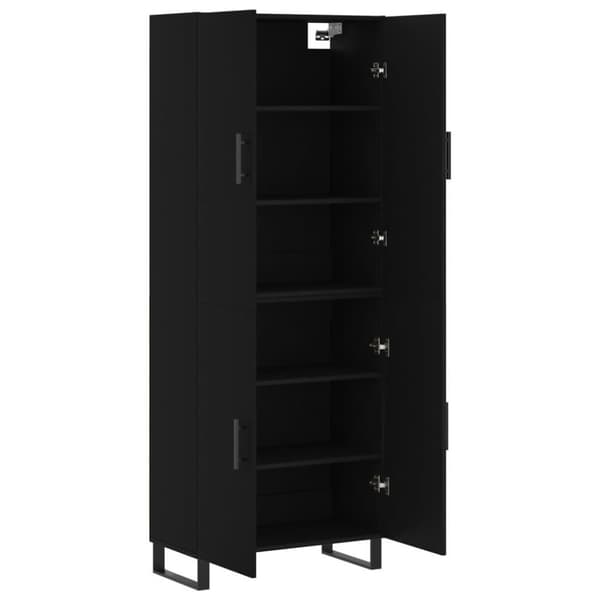 vidaXL højskab 69,5x34x180 cm konstrueret træ sort