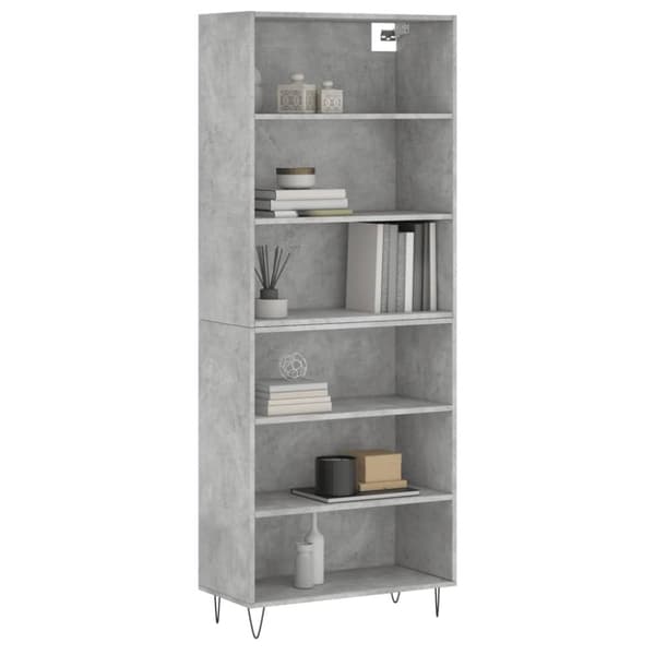 vidaXL reol 69,5x32,5x180 cm konstrueret træ betongrå