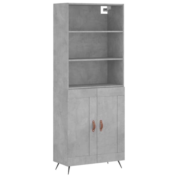 vidaXL Highboard betonggrå 69,5x34x180 cm konstruert tre