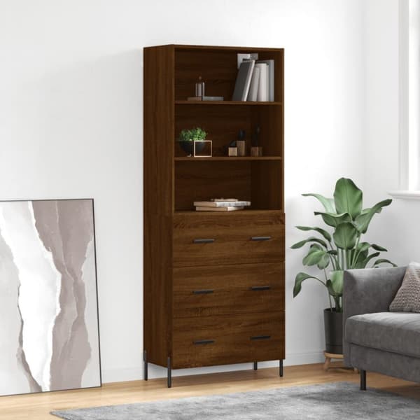 vidaXL højskab 69,5x34x180 cm konstrueret træ brun egetræsfarve