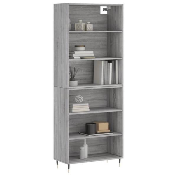 vidaXL reol 69,5x32,5x180 cm konstrueret træ grå sonoma-eg