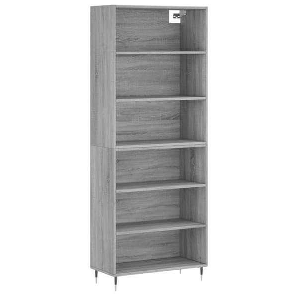 vidaXL reol 69,5x32,5x180 cm konstrueret træ grå sonoma-eg