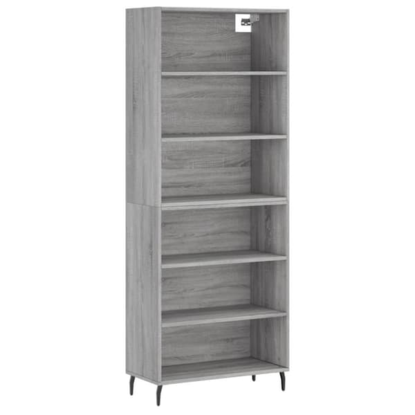 vidaXL reol 69,5x32,5x180 cm konstrueret træ grå sonoma-eg