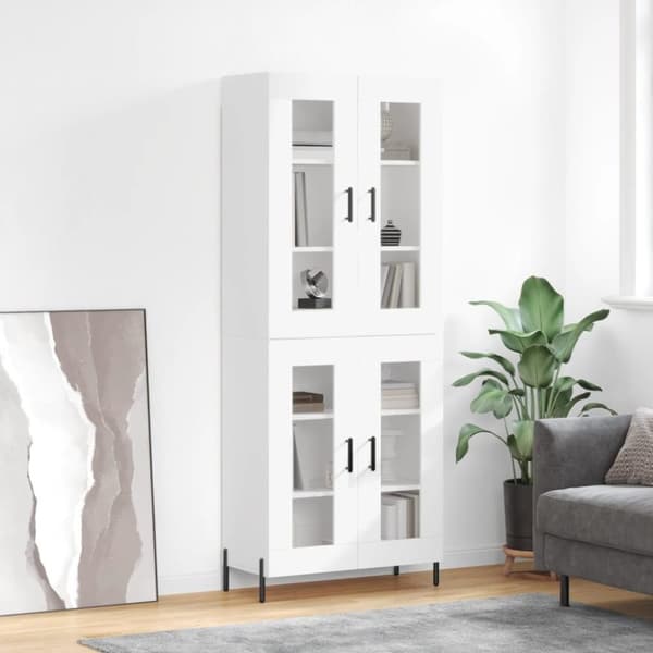vidaXL højskab 69,5x34x180 cm konstrueret træ hvid