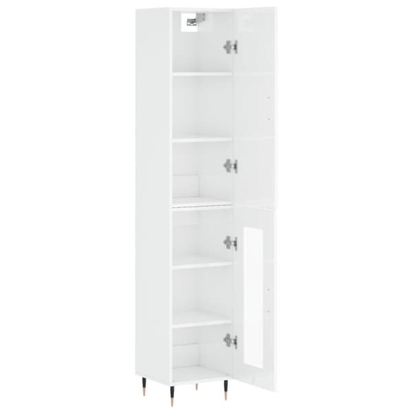 vidaXL Highboard høyglans hvit 34,5x34x180 cm konstruert tre