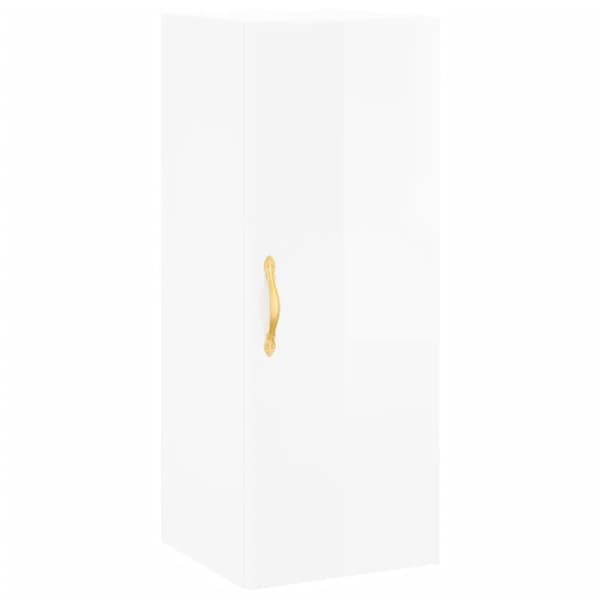 vidaXL Highboard høyglans hvit 34,5x34x180 cm konstruert tre