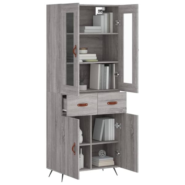 vidaXL Highboard grå sonoma 69,5x34x180 cm konstruert tre