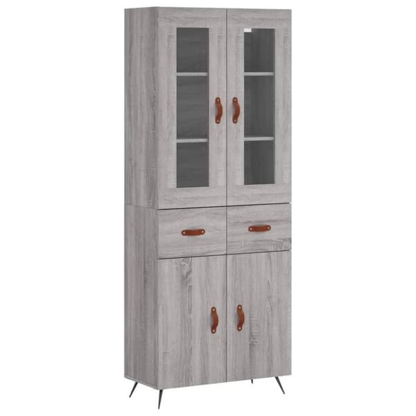 vidaXL Highboard grå sonoma 69,5x34x180 cm konstruert tre