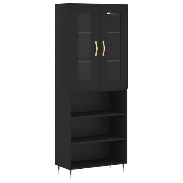 vidaXL Highboard svart 69,5x34x180 cm konstruert tre