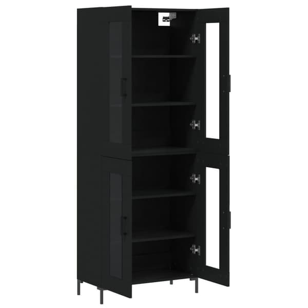 vidaXL højskab 69,5x34x180 cm konstrueret træ sort