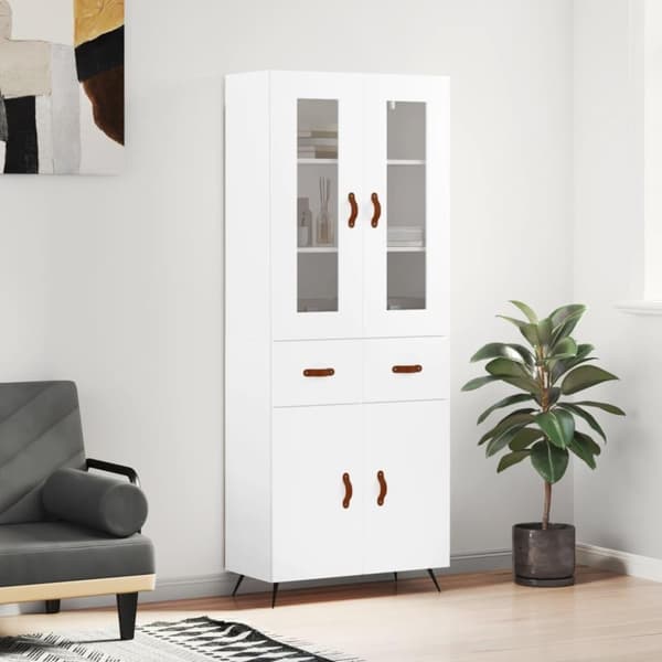 vidaXL højskab 69,5x34x180 cm konstrueret træ hvid