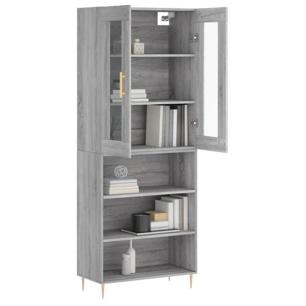 vidaXL Highboard grå sonoma 69,5x34x180 cm konstruert tre