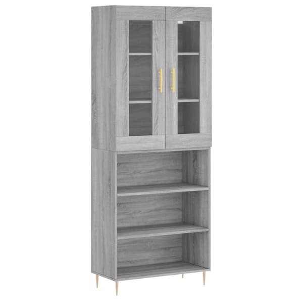 vidaXL Highboard grå sonoma 69,5x34x180 cm konstruert tre
