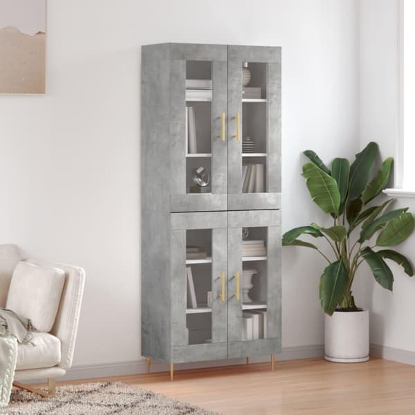 vidaXL højskab 69,5x34x180 cm konstrueret træ betongrå