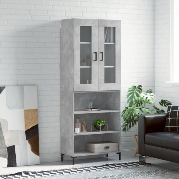 vidaXL højskab 69,5x34x180 cm konstrueret træ betongrå