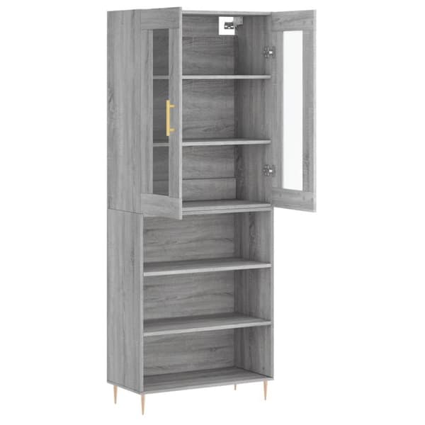 vidaXL højskab 69,5x34x180 cm konstrueret træ grå sonoma-eg