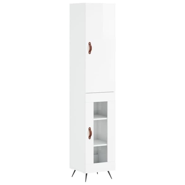 vidaXL Highboard høyglans hvit 34,5x34x180 cm konstruert tre