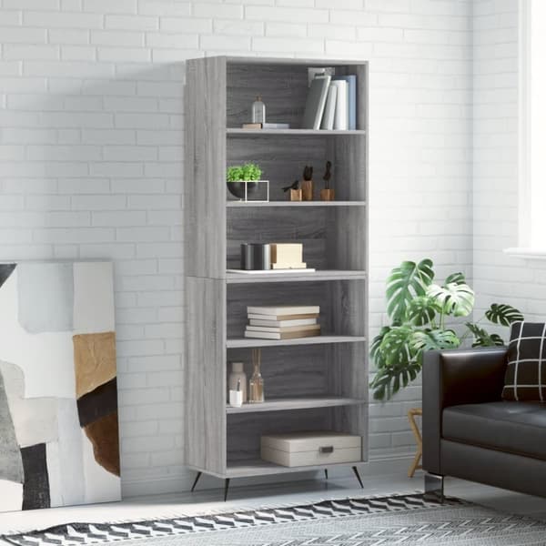vidaXL reol 69,5x32,5x180 cm konstrueret træ grå sonoma-eg