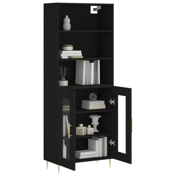 vidaXL højskab 69,5x34x180 cm konstrueret træ sort