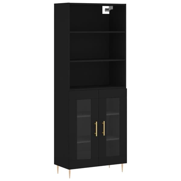vidaXL højskab 69,5x34x180 cm konstrueret træ sort