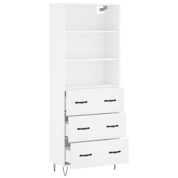 vidaXL højskab 69,5x34x180 cm konstrueret træ hvid