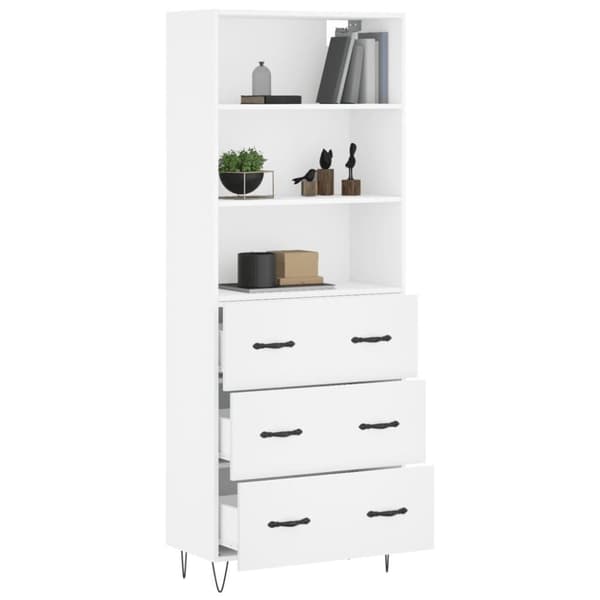 vidaXL højskab 69,5x34x180 cm konstrueret træ hvid