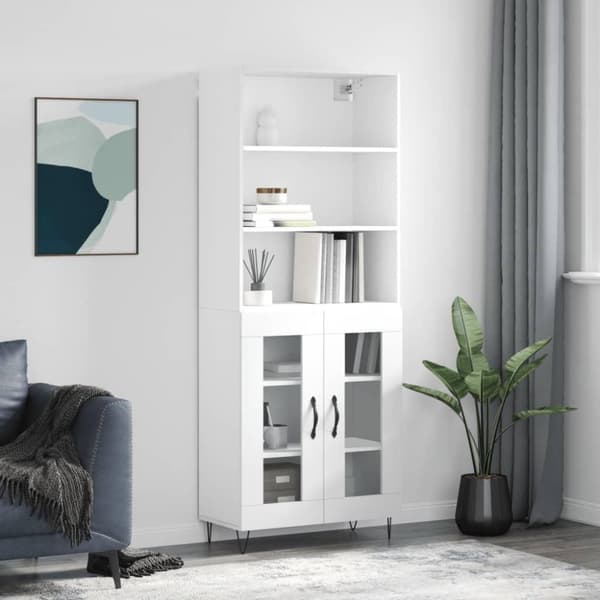 vidaXL højskab 69,5x34x180 cm konstrueret træ hvid