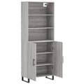 Miniatyrbilde 3 av 11: vidaXL Highboard grå sonoma 69,5x34x180 cm konstruert tre