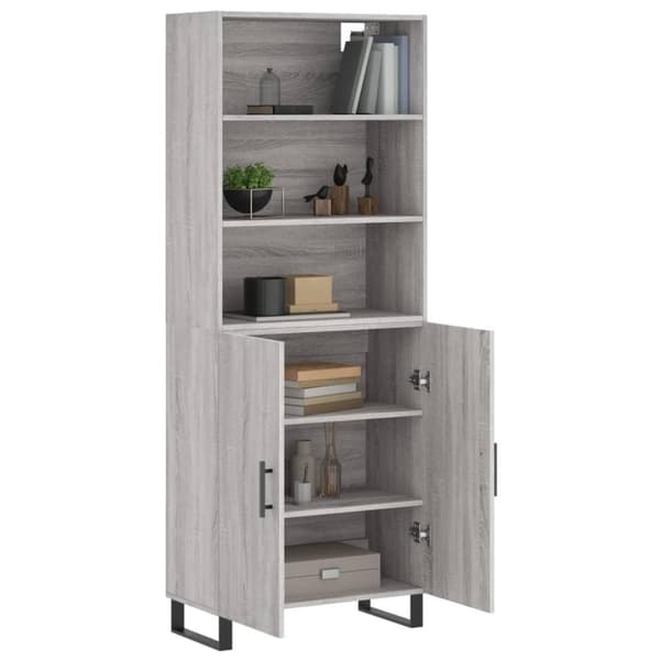 vidaXL Highboard grå sonoma 69,5x34x180 cm konstruert tre