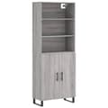 Miniatyrbilde 1 av 11: vidaXL Highboard grå sonoma 69,5x34x180 cm konstruert tre