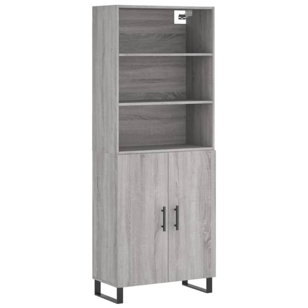 vidaXL Highboard grå sonoma 69,5x34x180 cm konstruert tre