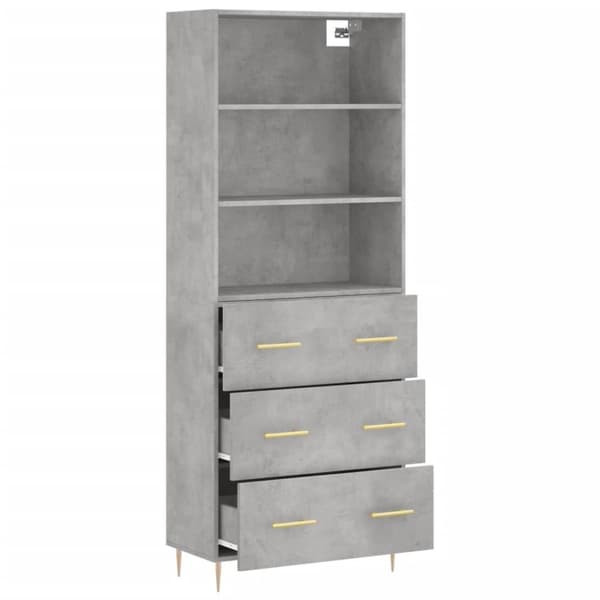 vidaXL Highboard betonggrå 69,5x34x180 cm konstruert tre