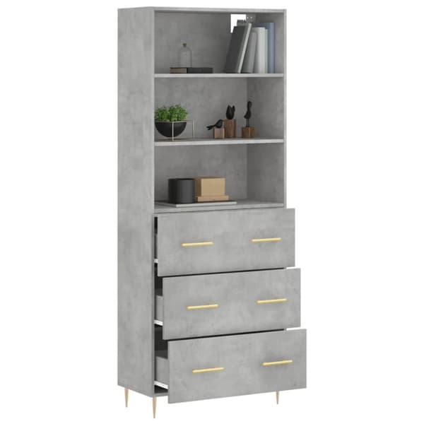 vidaXL Highboard betonggrå 69,5x34x180 cm konstruert tre
