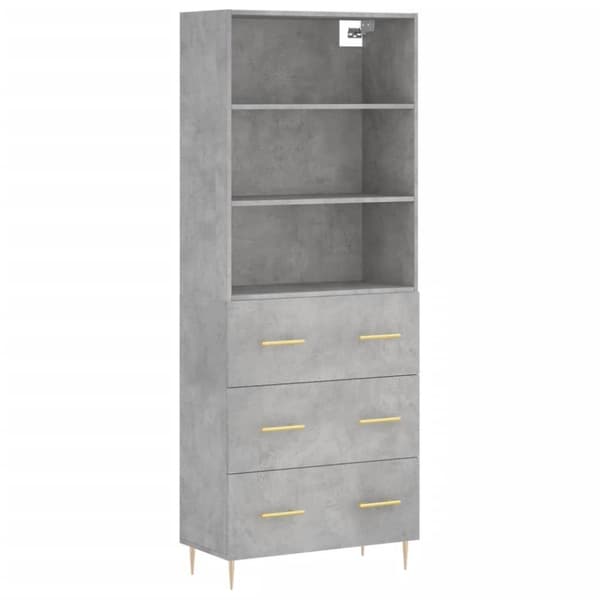 vidaXL Highboard betonggrå 69,5x34x180 cm konstruert tre
