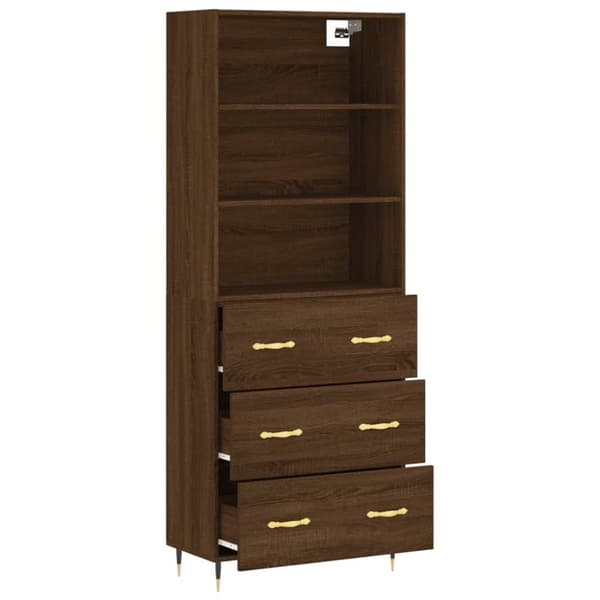 vidaXL højskab 69,5x34x180 cm konstrueret træ brun egetræsfarve