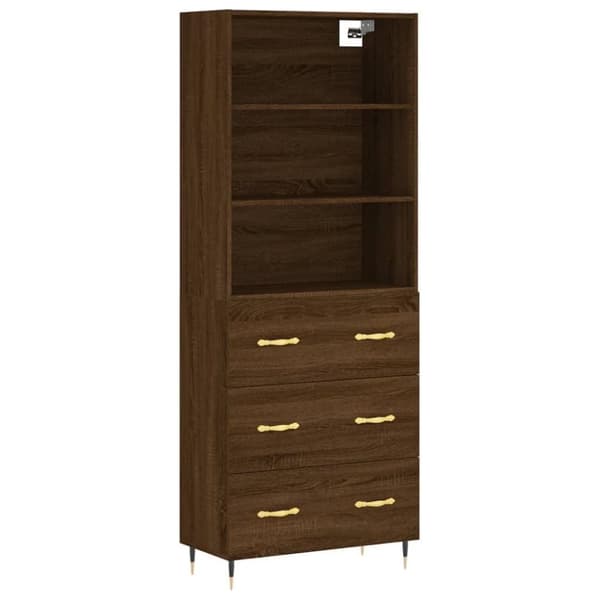 vidaXL højskab 69,5x34x180 cm konstrueret træ brun egetræsfarve